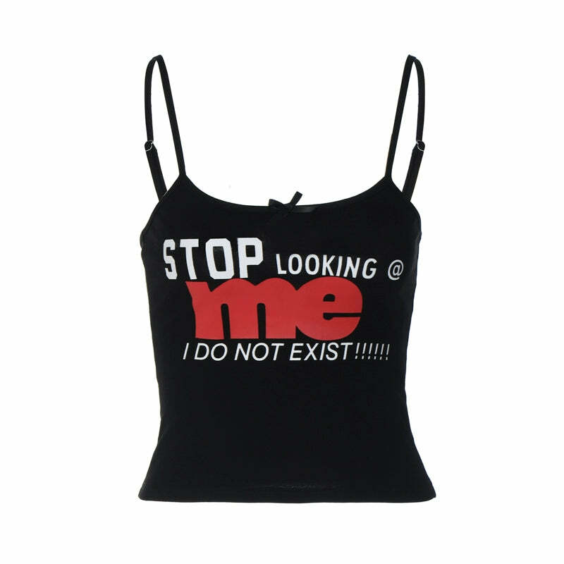 Ellanie Letter Print Top - Y2K Summer Grunge, 90s Retro, Pastel Goth, Y2K Club & Party Outfits