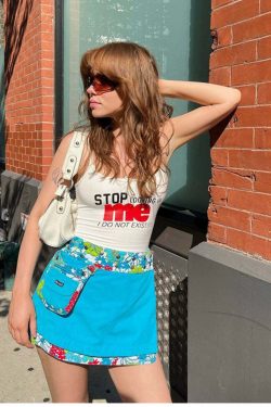 Ellanie Letter Print Top - Y2K Summer Grunge, 90s Retro, Pastel Goth, Y2K Club & Party Outfits