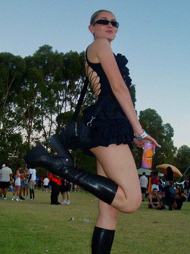 Ellery Backless Ruffle Mini Dress - Y2K Summer, 90s Fashion, Grunge, Retro, Pastel Goth Outfits