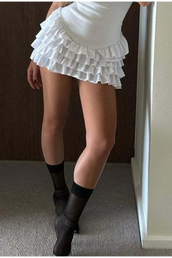 Ellery Backless Ruffle Mini Dress - Y2K Summer, 90s Fashion, Grunge, Retro, Pastel Goth Outfits