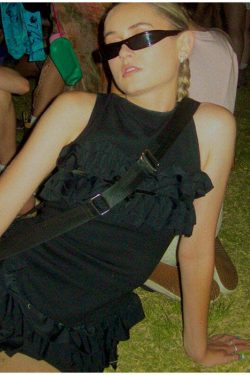 Ellery Backless Ruffle Mini Dress - Y2K Summer, 90s Fashion, Grunge, Retro, Pastel Goth Outfits
