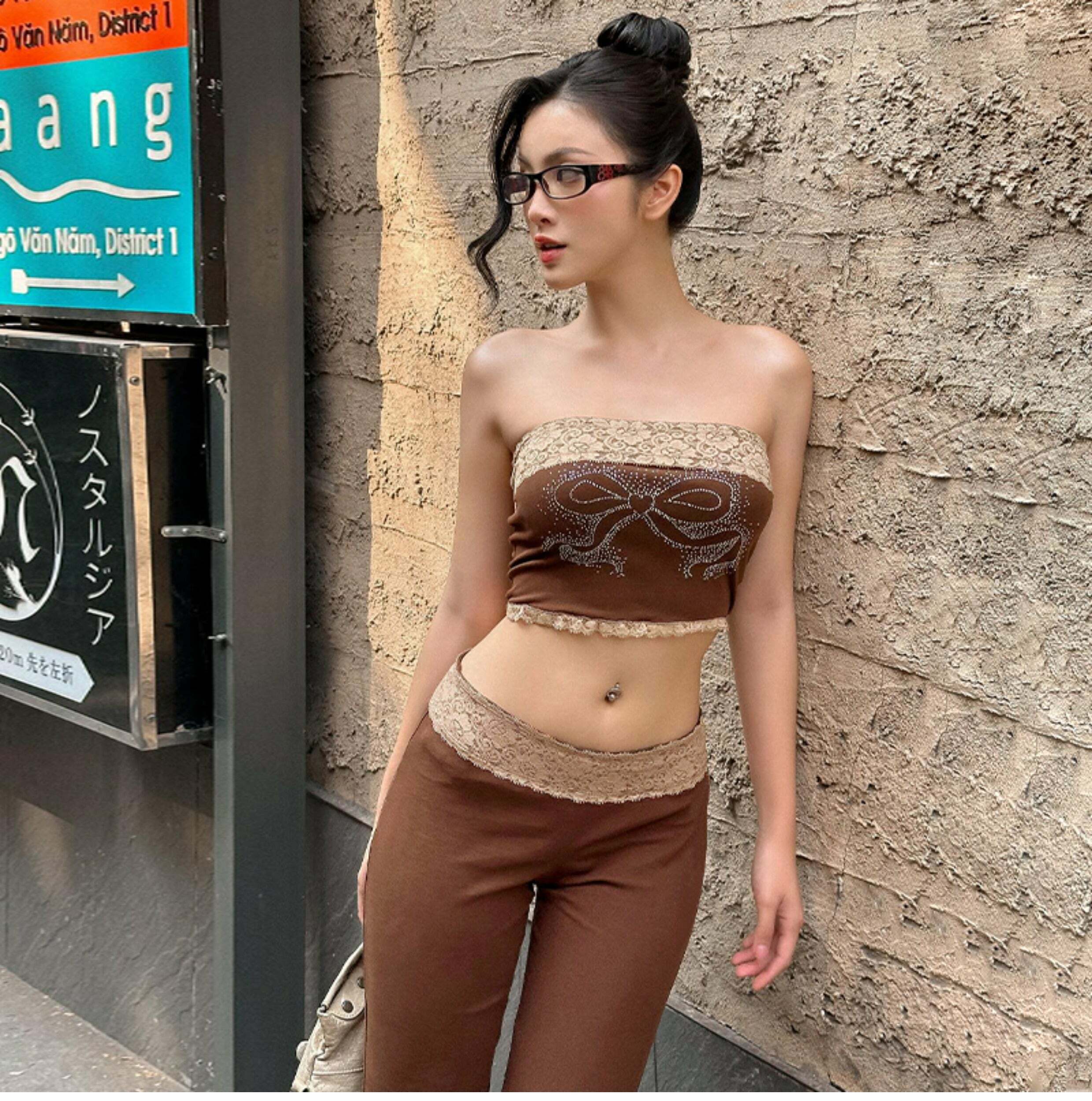 Elva Lace Detailed Pants Set - Y2K Summer Grunge Outfit, 90s Fashion, Retro Style, Y2K Club Look