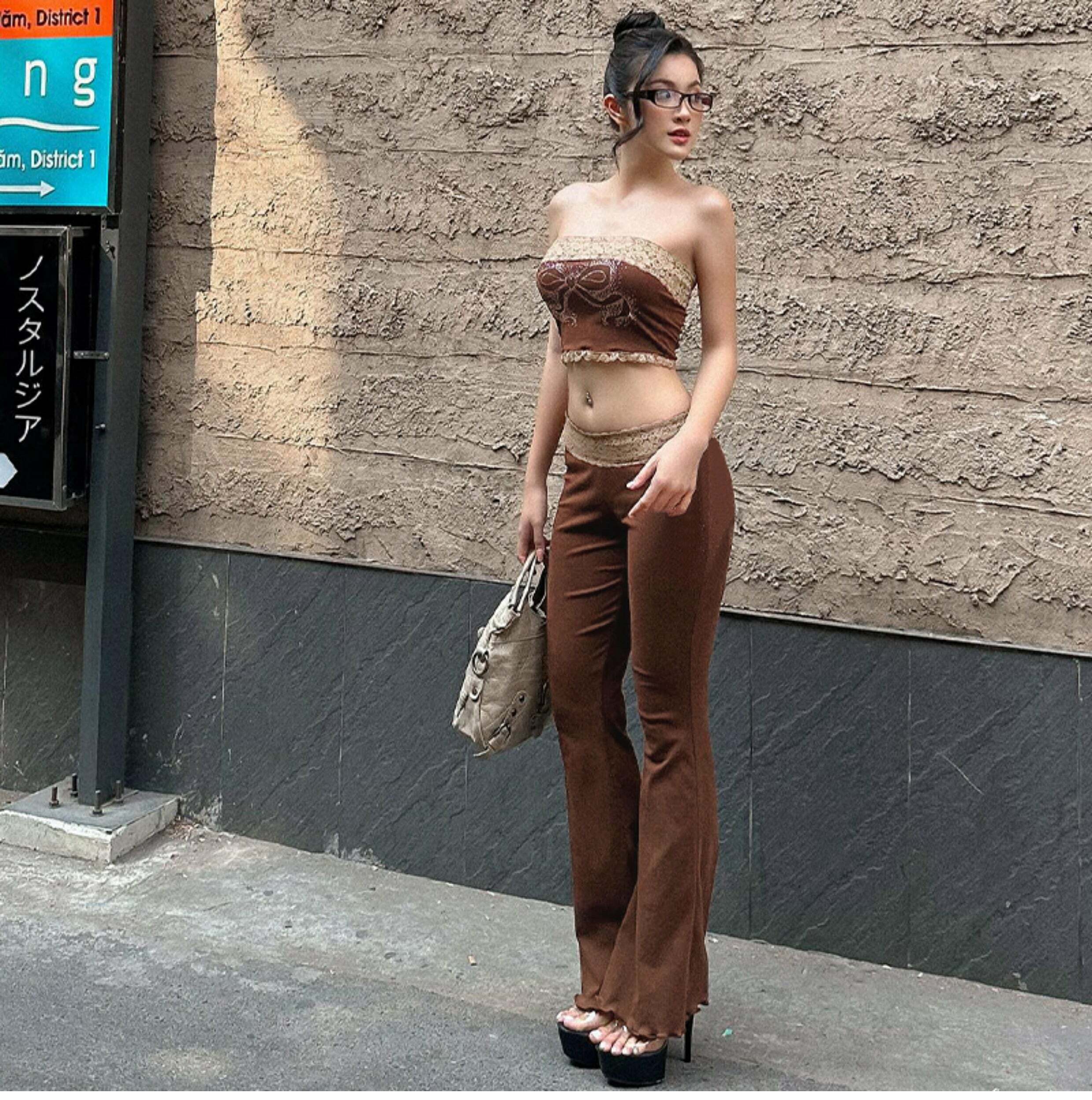 Elva Lace Detailed Pants Set - Y2K Summer Grunge Outfit, 90s Fashion, Retro Style, Y2K Club Look