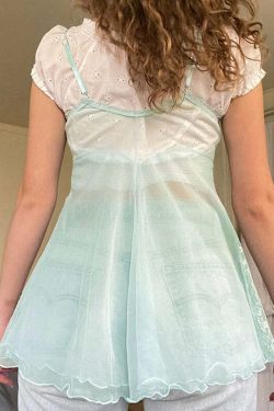Elynn Mesh Fairy Top - Y2K Summer Grunge, 90s Retro, Pastel Goth, Y2K Party & Club Out