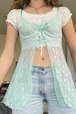 Elynn Mesh Fairy Top - Y2K Summer Grunge, 90s Retro, Pastel Goth, Y2K Party & Club Out