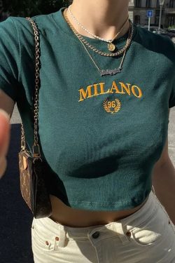Emerald Green Crop Top - Y2K Summer Outfit, 90s Fashion, Grunge, Retro Style, Y2K Party Look