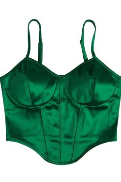 Emerald Green Satin Bustier Top - Y2K Summer, 90s Fashion, Grunge, Retro, Party Outfit