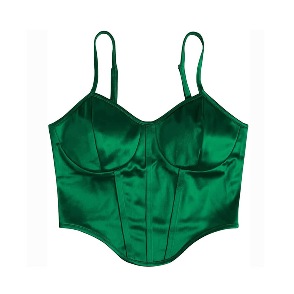 Emerald Green Satin Bustier Top - Y2K Summer, 90s Fashion, Grunge, Retro, Party Outfit