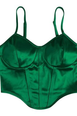 Emerald Green Satin Bustier Top - Y2K Summer, 90s Fashion, Grunge, Retro, Party Outfit