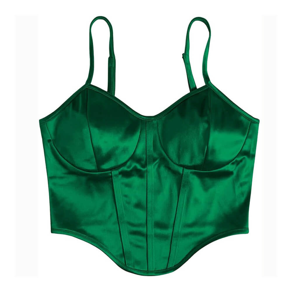 Emerald Green Satin Bustier Top - Y2K Summer, 90s Fashion, Grunge, Retro, Party Outfit