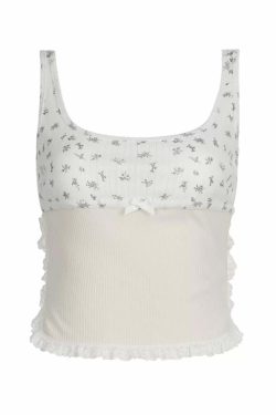 Emrys Floral Tank Top - Y2K Summer, 90s Grunge, Retro Style, Pastel Goth, Y2K Party Outfit