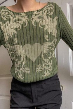 Enchanted Heart Sweater - Y2K Summer, 90s Grunge, Retro Goth, Pastel Goth, Y2K Club Out