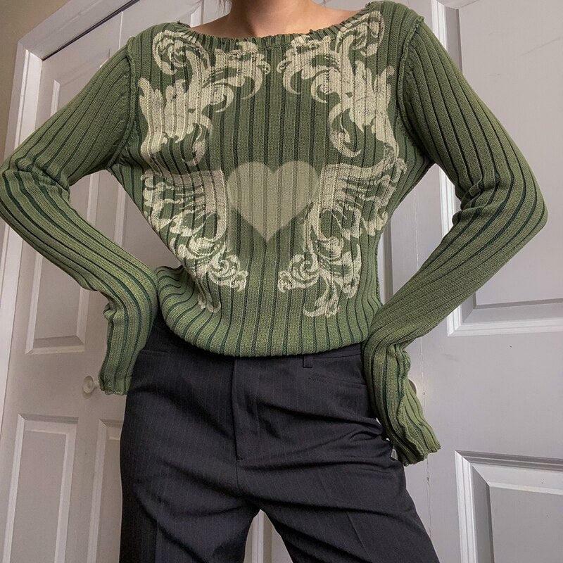 Enchanted Heart Sweater - Y2K Summer, 90s Grunge, Retro Goth, Pastel Goth, Y2K Club Out