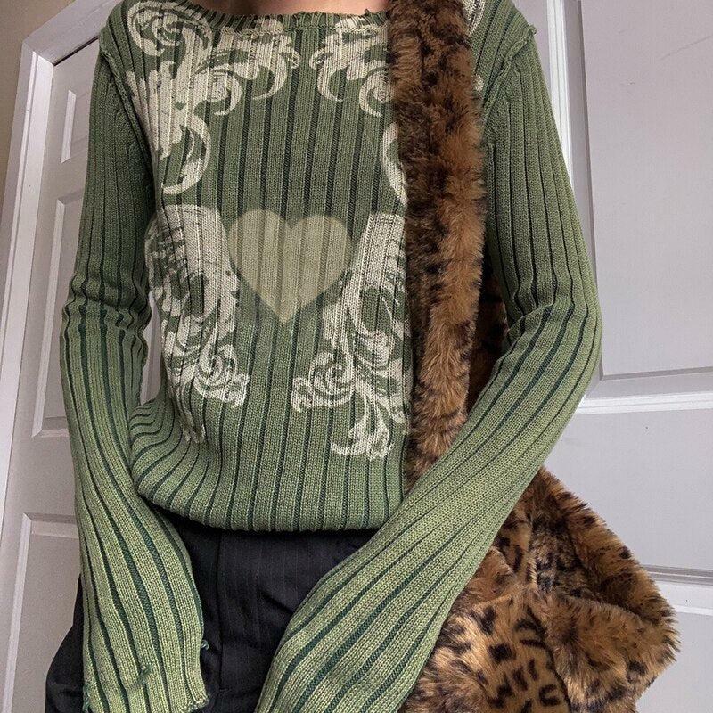 Enchanted Heart Sweater - Y2K Summer, 90s Grunge, Retro Goth, Pastel Goth, Y2K Club Out