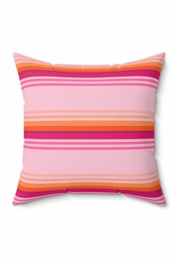 Enid Sinclair Pink Orange Stripes Pillow - Y2K Summer, 90s Grunge, Retro Pastel Goth Decor