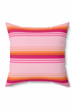 Enid Sinclair Pink Orange Stripes Pillow - Y2K Summer, 90s Grunge, Retro Pastel Goth Decor