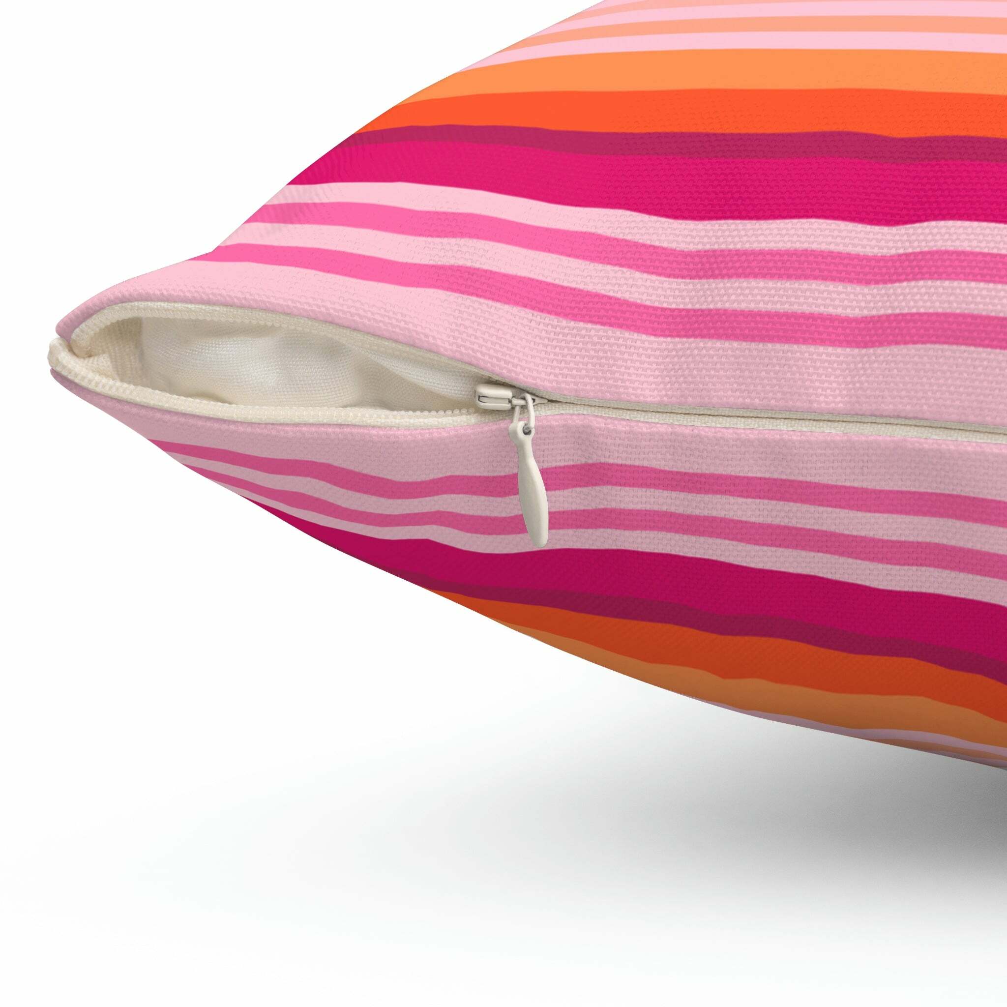 Enid Sinclair Pink Orange Stripes Pillow - Y2K Summer, 90s Grunge, Retro Pastel Goth Decor