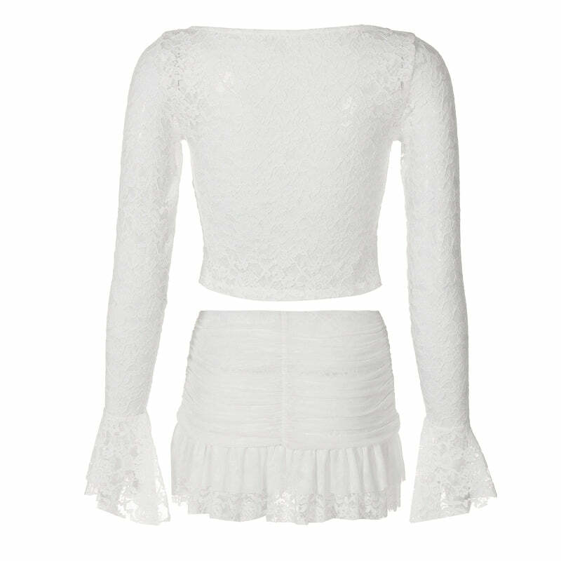 Eretria Lace Skirt Set - Y2K Summer, 90s Fashion, Grunge, Retro, Pastel Goth, Y2K