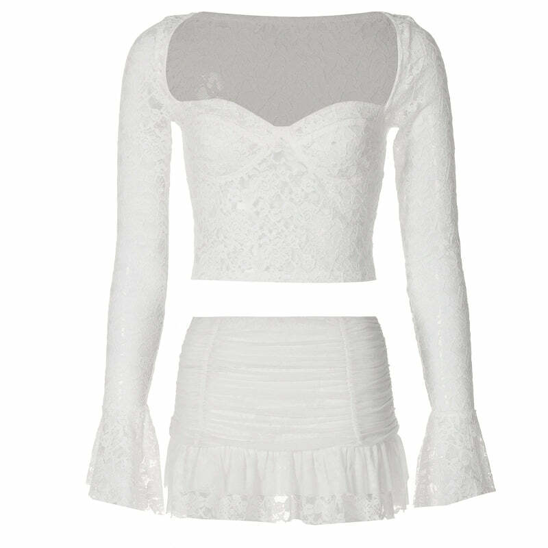 Eretria Lace Skirt Set - Y2K Summer, 90s Fashion, Grunge, Retro, Pastel Goth, Y2K