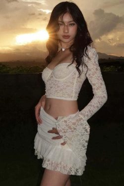 Eretria Lace Skirt Set - Y2K Summer, 90s Fashion, Grunge, Retro, Pastel Goth, Y2K