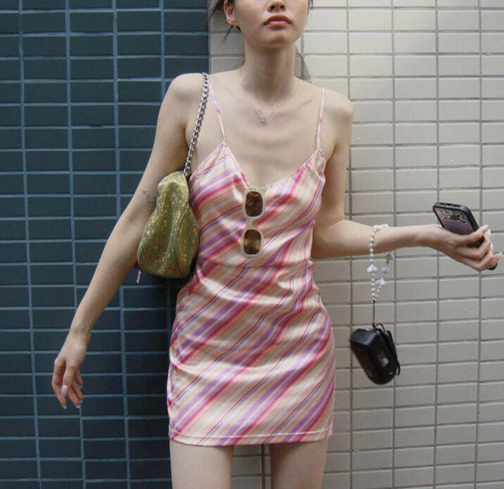 Esabella Striped Mini Dress - Y2K Summer, 90s Fashion, Grunge, Retro, Y2K Party & Club Outfits