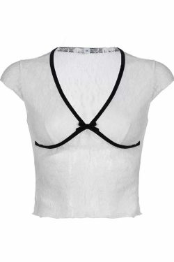 Espyn Lace Crop Top - Y2K Summer Grunge, 90s Fashion, Retro Style, Pastel Goth, Y2K Party Outfit