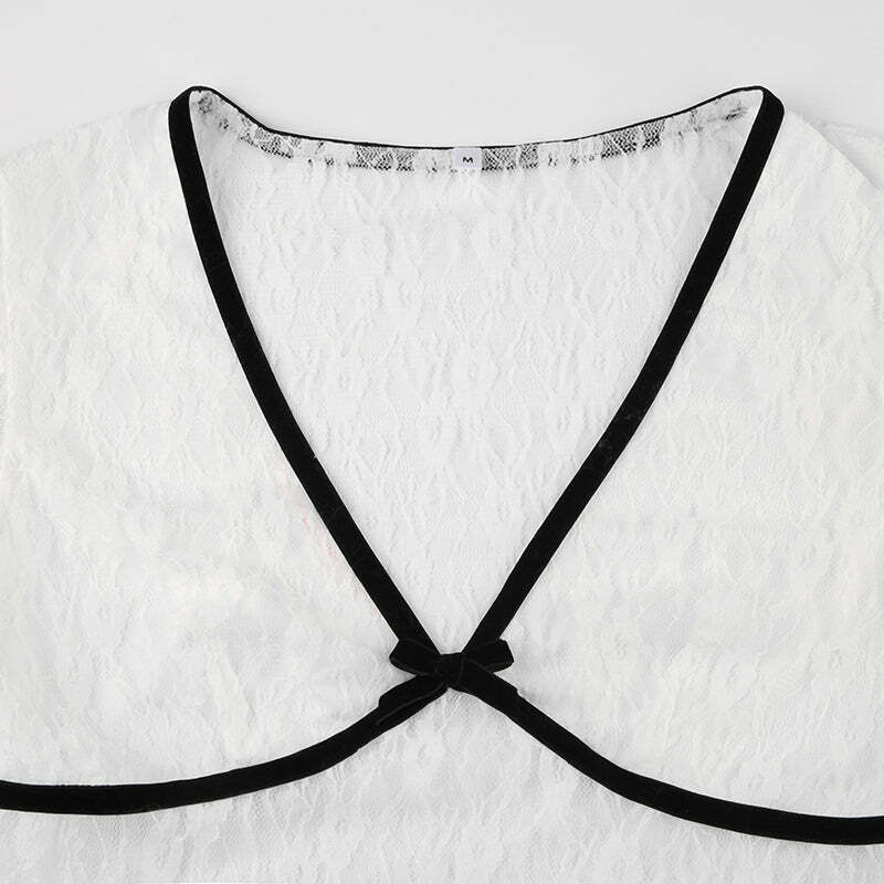 Espyn Lace Crop Top - Y2K Summer Grunge, 90s Fashion, Retro Style, Pastel Goth, Y2K Party Outfit