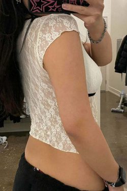 Espyn Lace Crop Top - Y2K Summer Grunge, 90s Fashion, Retro Style, Pastel Goth, Y2K Party Outfit
