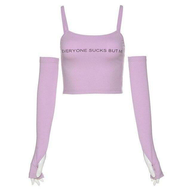Everyone Sucks But Me' Y2K Crop Top - 90s Grunge, Retro, Summer, Party, and Club Outfits