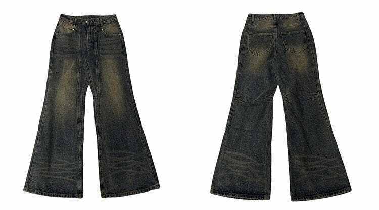 Faded N Flared' Denim Jeans - Y2K Grunge, 90s Retro, Summer Outfits, Y2K Fashion Essentials