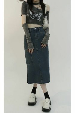 Fairy Grunge Butterfly Crop Top - Y2K Summer, 90s Fashion, Retro, Pastel Goth, Y2K Club Outfits