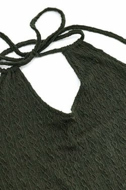 Fairy Grunge Green Knitted Mini Dress - Y2K Summer, 90s Fashion, Retro Style, Pastel Goth Outfit