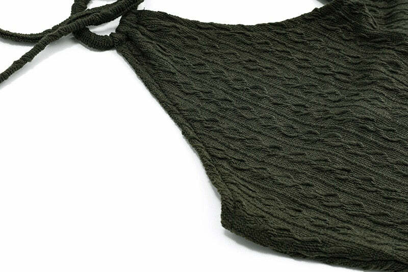 Fairy Grunge Green Knitted Mini Dress - Y2K Summer, 90s Fashion, Retro Style, Pastel Goth Outfit