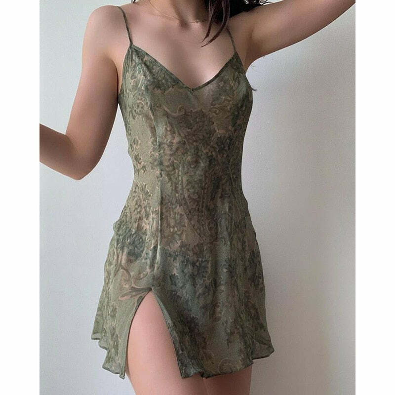 Fairy Grunge Lace Floral Cami Dress - Y2K Summer Outfit, 90s Fashion, Pastel Goth, Retro Style