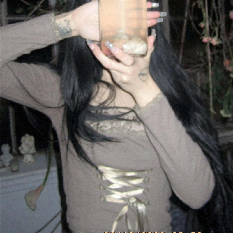 Fairy Grunge Long Sleeve Milkmaid Top - Y2K Summer, 90s Fashion, Retro, Pastel Goth Outfits