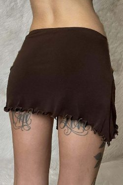 Fairy Grunge Ruffled Drawstring Skirt - Y2K Summer, 90s Fashion, Retro Goth, Y2K Party Outfit