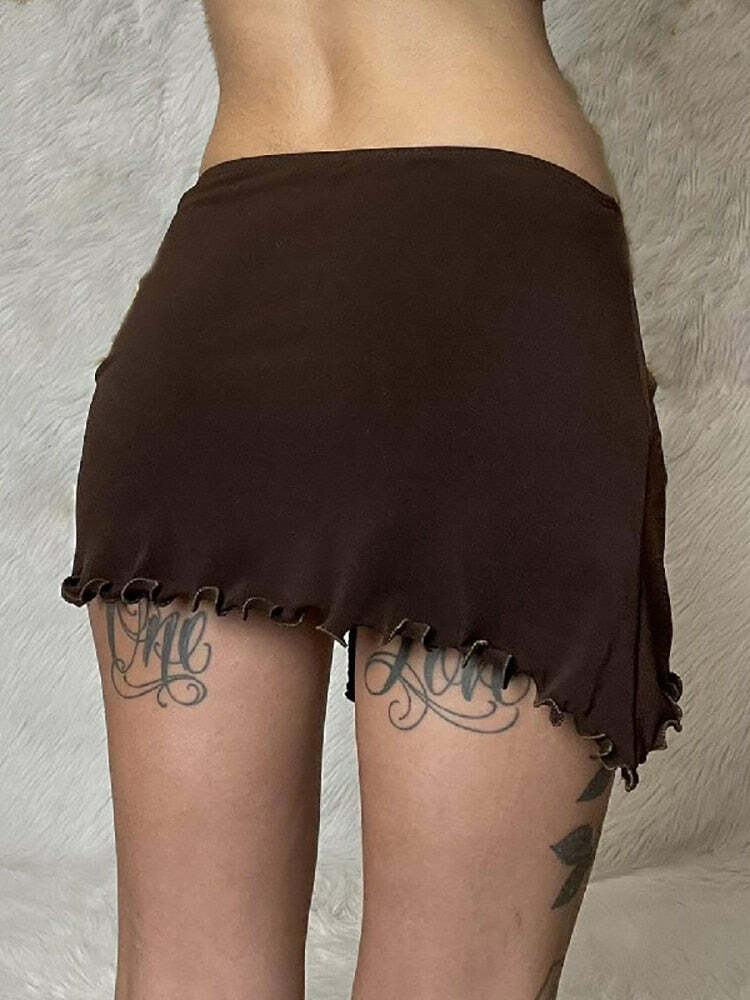 Fairy Grunge Ruffled Drawstring Skirt - Y2K Summer, 90s Fashion, Retro Goth, Y2K Party Outfit