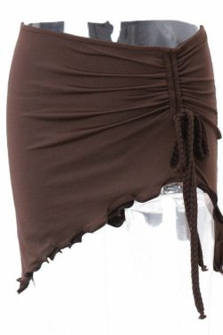 Fairy Grunge Ruffled Drawstring Skirt - Y2K Summer, 90s Fashion, Retro Goth, Y2K Party Outfit