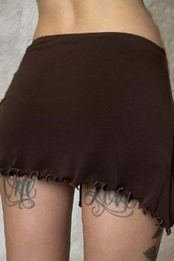 Fairy Grunge Ruffled Drawstring Skirt - Y2K Summer, 90s Fashion, Retro Goth, Y2K Party Outfit
