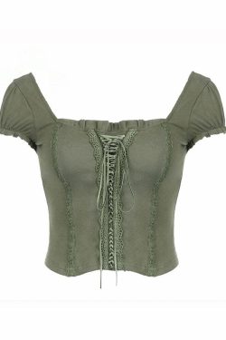 Fairy Grunge Vintage Green T-Shirt - Y2K Summer, 90s Fashion, Retro Style, Y2K Grunge Outfits