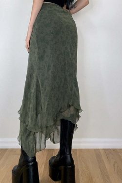 Fairygrunge Whimsical Midi Skirt - Y2K Summer, 90s Fashion, Grunge, Retro, Pastel Goth Outfit