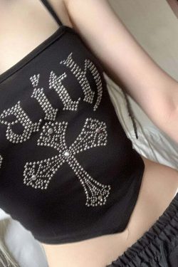 Faith Embellished Letter Print Top - Y2K Summer, 90s Grunge, Retro Style, Baby Tees, Y2K Club
