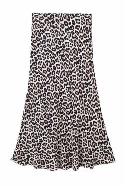 Farryn Leopard Print Midi Skirt - Y2K Summer Grunge Outfit, 90s Fashion, Retro Style