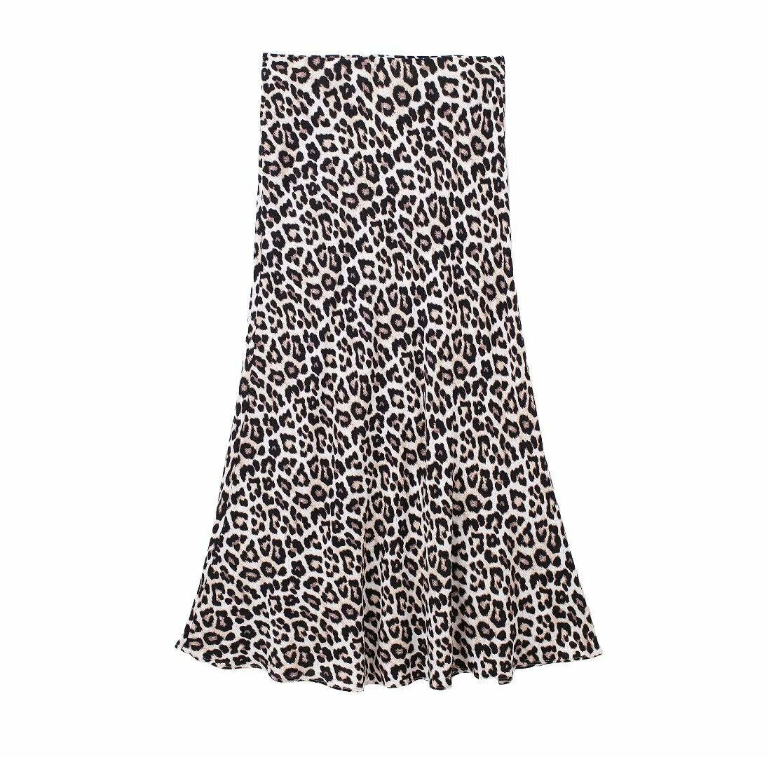 Farryn Leopard Print Midi Skirt - Y2K Summer Grunge Outfit, 90s Fashion, Retro Style