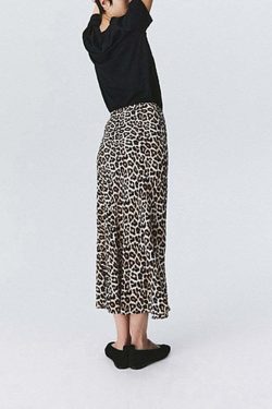 Farryn Leopard Print Midi Skirt - Y2K Summer Grunge Outfit, 90s Fashion, Retro Style