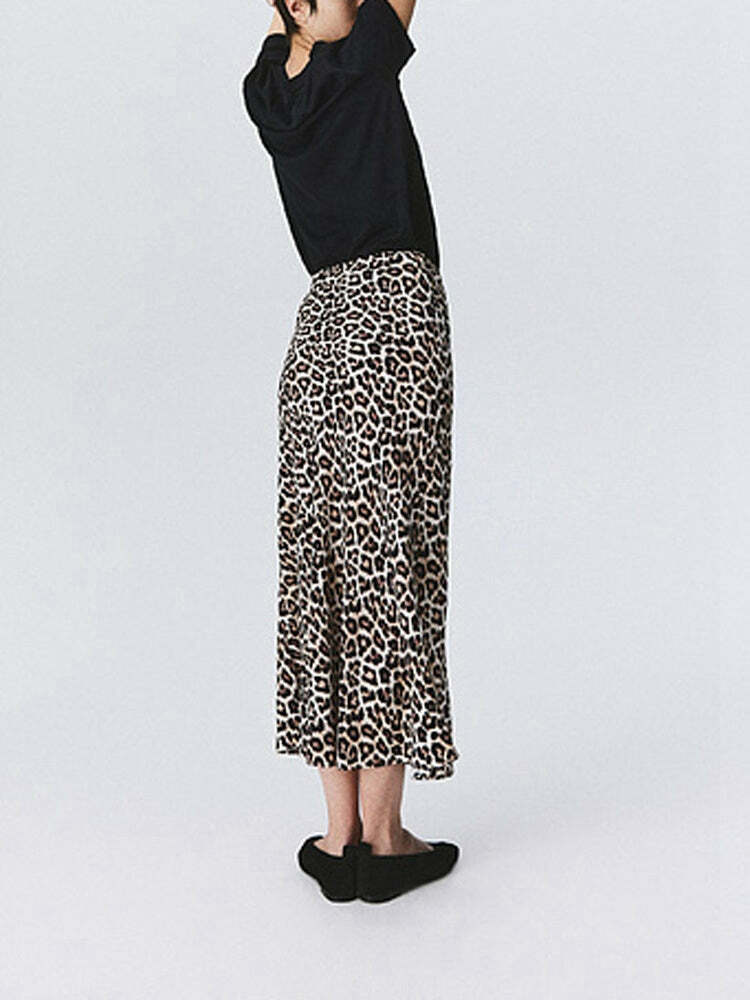 Farryn Leopard Print Midi Skirt - Y2K Summer Grunge Outfit, 90s Fashion, Retro Style