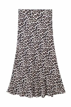 Farryn Leopard Print Midi Skirt - Y2K Summer Grunge Outfit, 90s Fashion, Retro Style