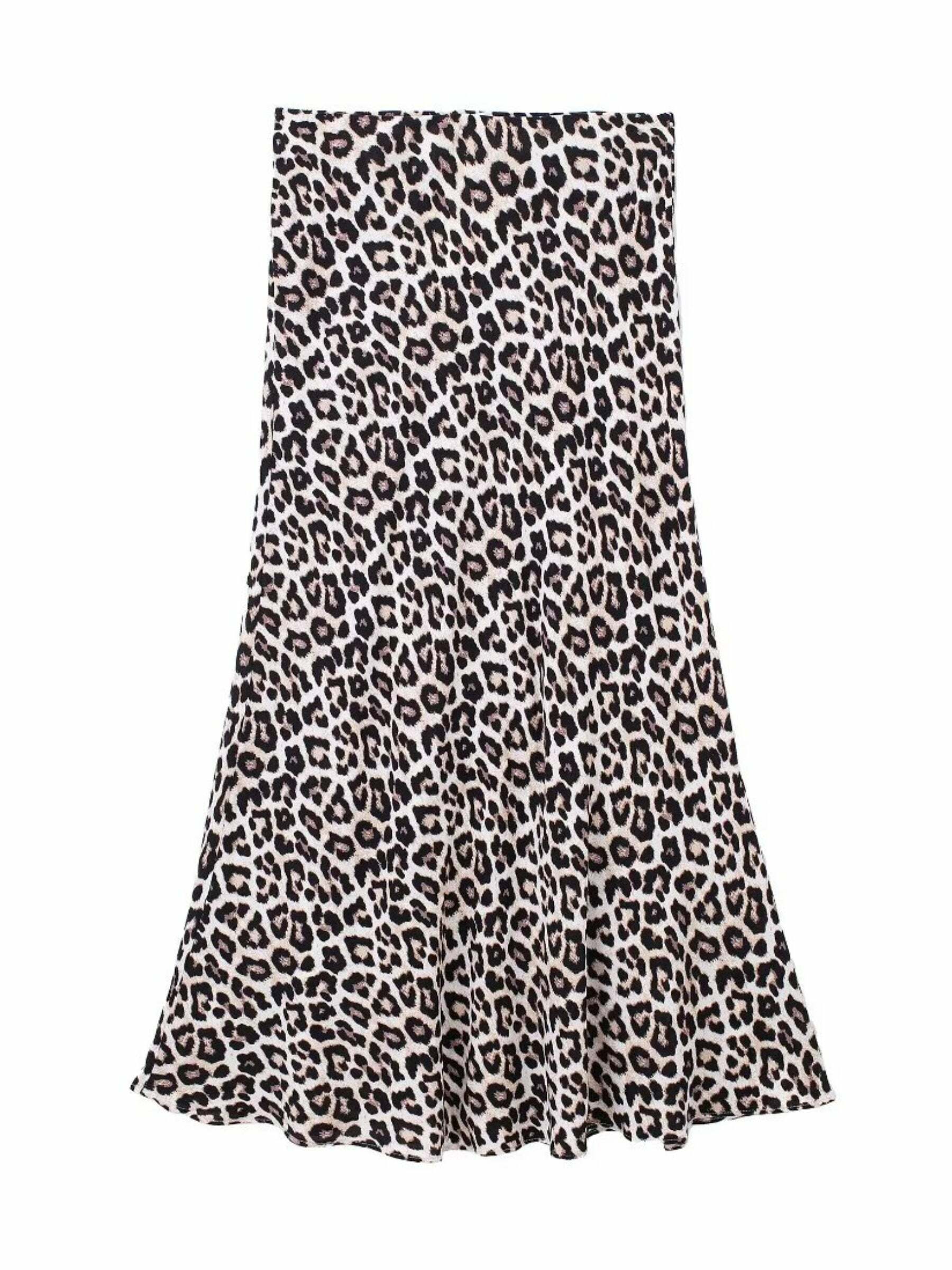 Farryn Leopard Print Midi Skirt - Y2K Summer Grunge Outfit, 90s Fashion, Retro Style