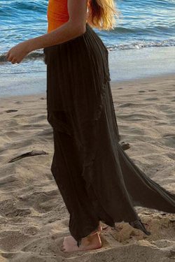 Fatma Ruffle Maxi Skirt - Y2K Summer Grunge, 90s Retro, Pastel Goth, Y2K Party & Club