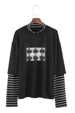 F*CKING COOL Y2K Striped Long Sleeve Shirt - 90s Grunge, Retro, Summer & Party Outfits
